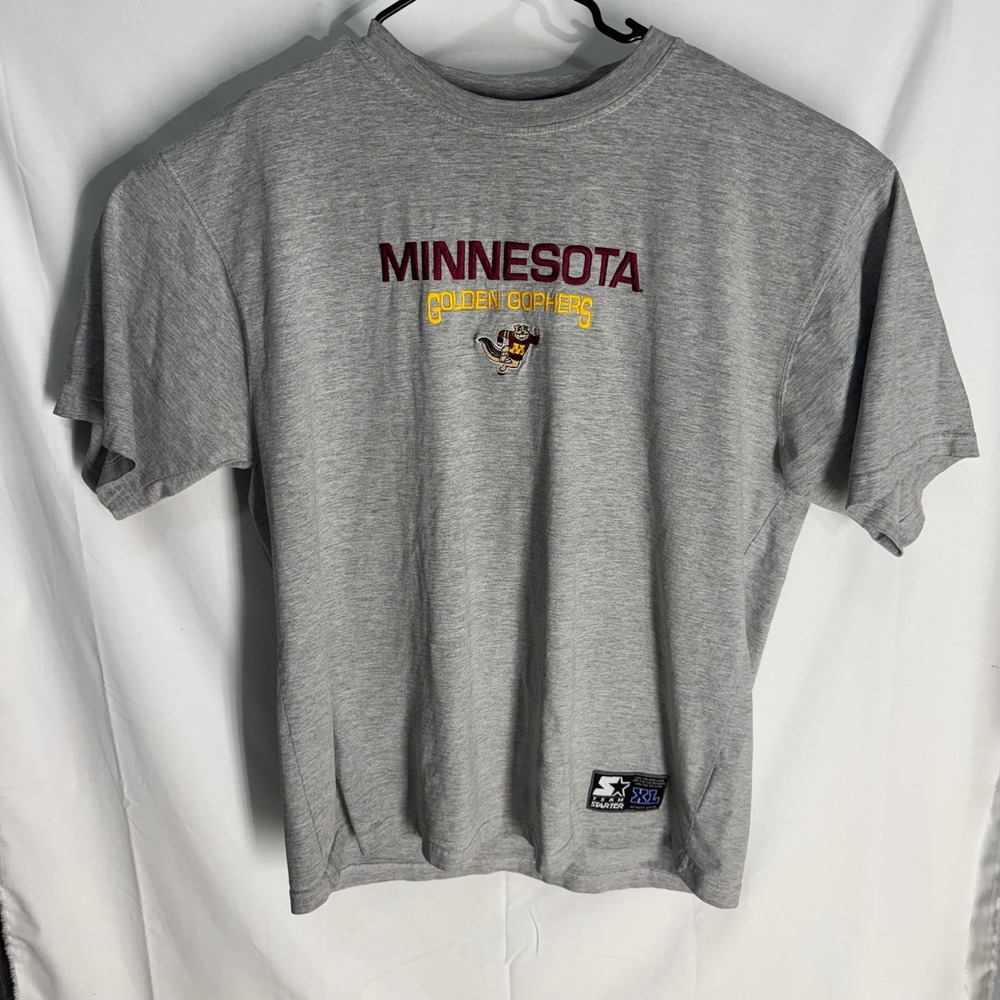 Starter Minnesota Golden Gophers TShirt Mens XL Gray Embroidered NCAA Sportswear
